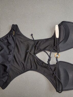 Victoria's Secret Black One-Piece Swimsuit with Gold Ring